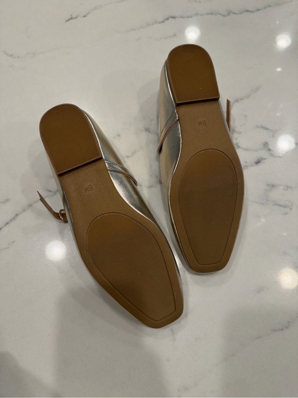 Steve Madden Metallic Gold Mary Jane Flats Size 8 - Picture 2 of 2